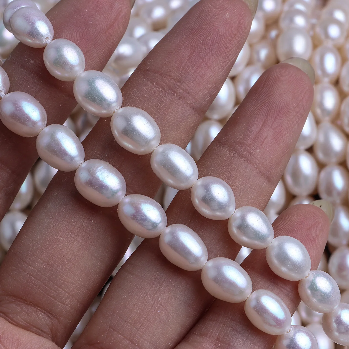 

Strong Light Seedless 7-8mm Millet Beads Natural Freshwater Rice-shaped Pearls DIY Work in Progress Jewelry Material Accessories
