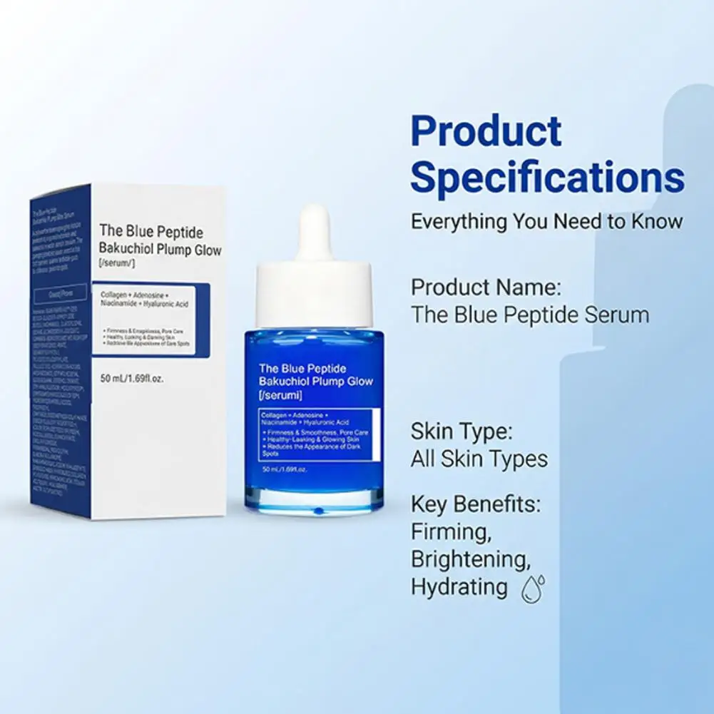Copper Peptide Bakuchiol Serum 50ml –  Rich In Niacinamide Brightening & Dark Spot Correction Plump Glow Firming & Smoothing