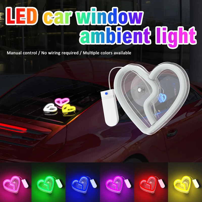 LED Car Window Lights, Luminous Heart-Shaped Ambient Light, Interior Decoration Lights, Car Interior Lighting, Lumière D'Ambianc