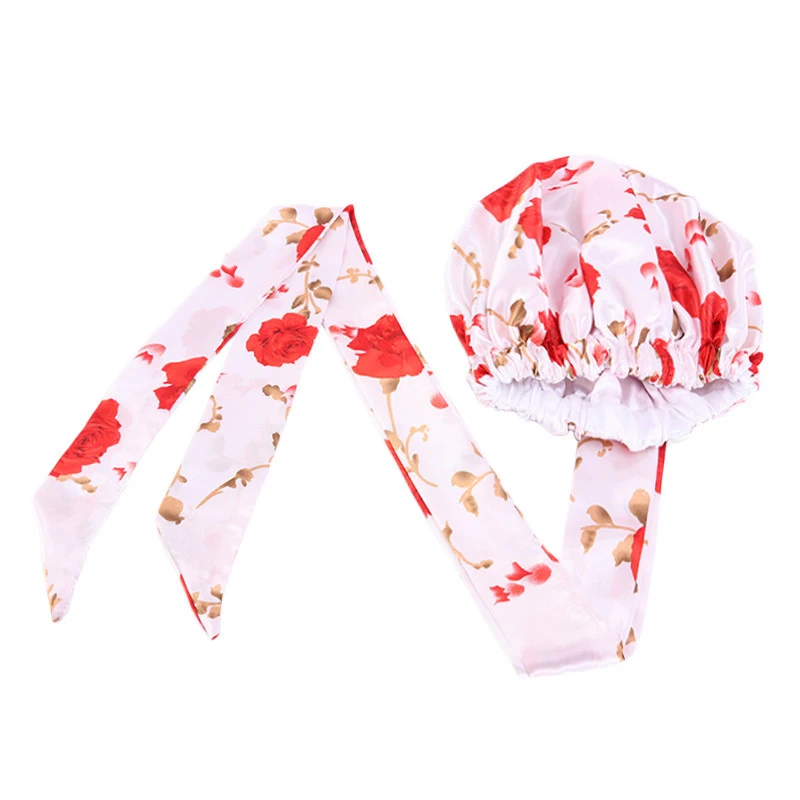 India Muslim Women Hijab Cap Satin Printed Bonnet Hair Loss Head Wrap Cover Beanie Long Tail Turban Hat Bandana Amira Underscarf