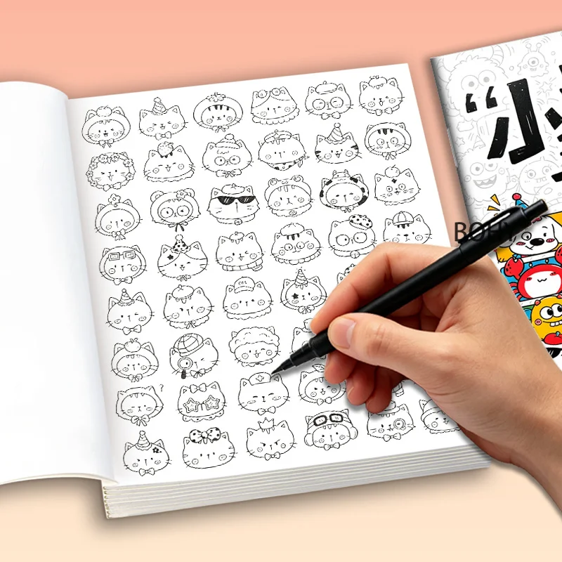 1 Intensive Simple Pen Sketching and Coloring Hand Drawn Book, 32 Pages, Adult Stress Relief, Home Fun Copying and Painting