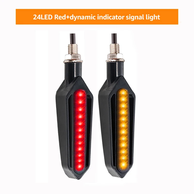 Motorfiets Richtingaanwijzers LED Licht 12V 10mm Stromend Water Blinker Licht 24LED Universele Moto Gebouwd Relais Knipperend indicatielampje