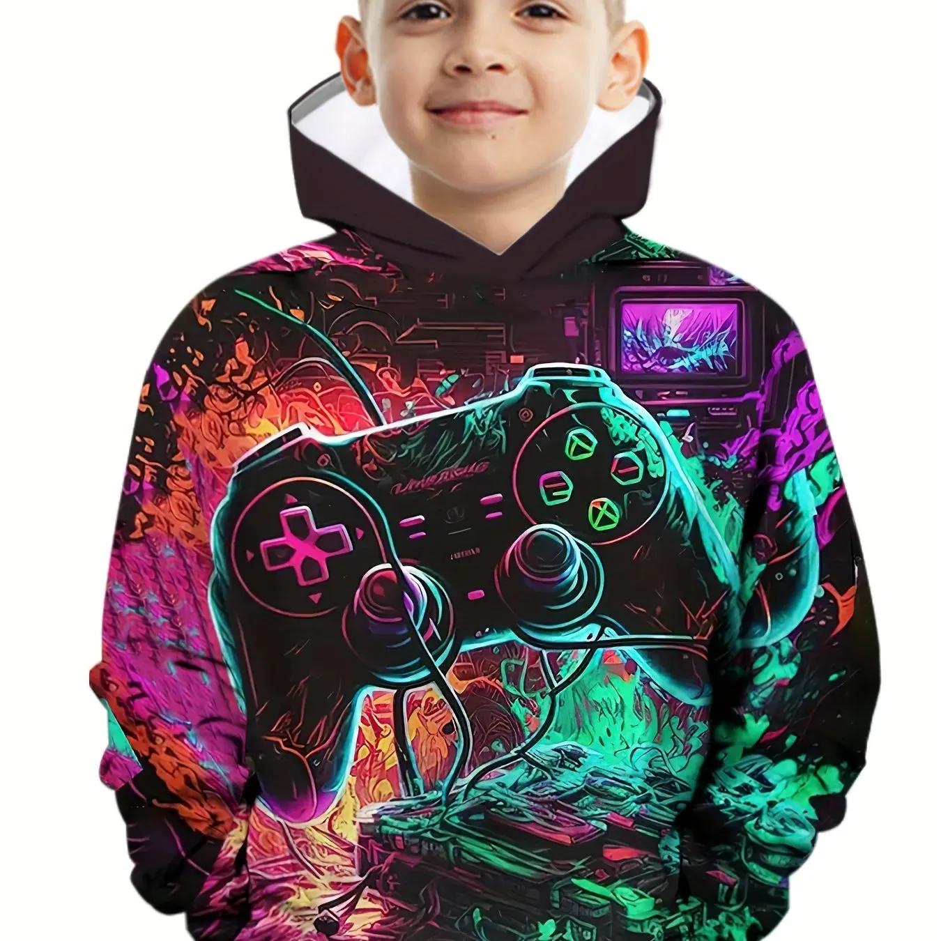 Children Hoodies Long Sleeve Kids Clothes Boys Stylish Autumn Tops 3D Gamepad Print Casual Outdoor Clothes Children's Clothing