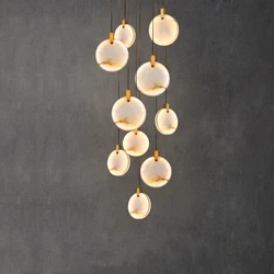 New Chinese LED Marble Gold Home Deco Designer Chandelier Lighting 2026 New Trend Lustre Hanging Lamps For Living Room