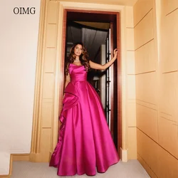 OIMG Hot Pink A-line Prom Gowns Strapless Formal Party Gown Backless Floor Length Evening Dress vestidos de fiesta Customized