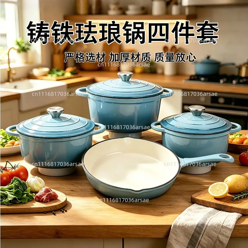 Pot Sets Non Stick Frying Pan Cast Iron Cookware Set Enamel Coating Cooking Pots Iron Pan Casserole