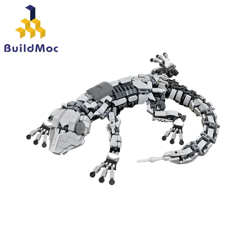 BuildMoc Gecko-10 Lizard Dinosaur Mecha Building Blocks Set Reptile Little Fire Salamander Animal Bricks Toys For Children Gifts