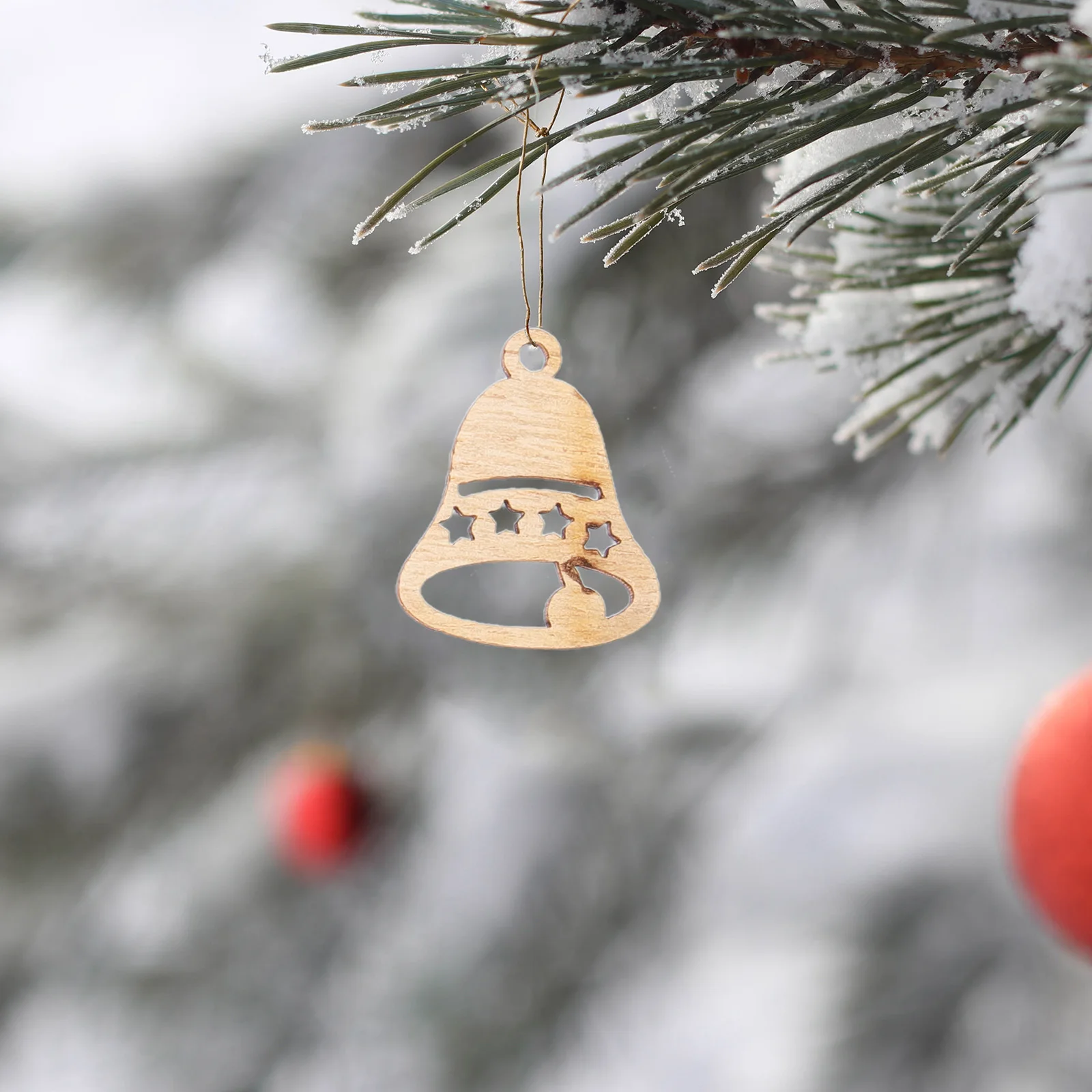 

100pcs Wooden Decorations Christmas Tree Pendants Unfinished Wood Slices DIY Crafts Home Ornament Xmas Cutouts Graffiti Chips