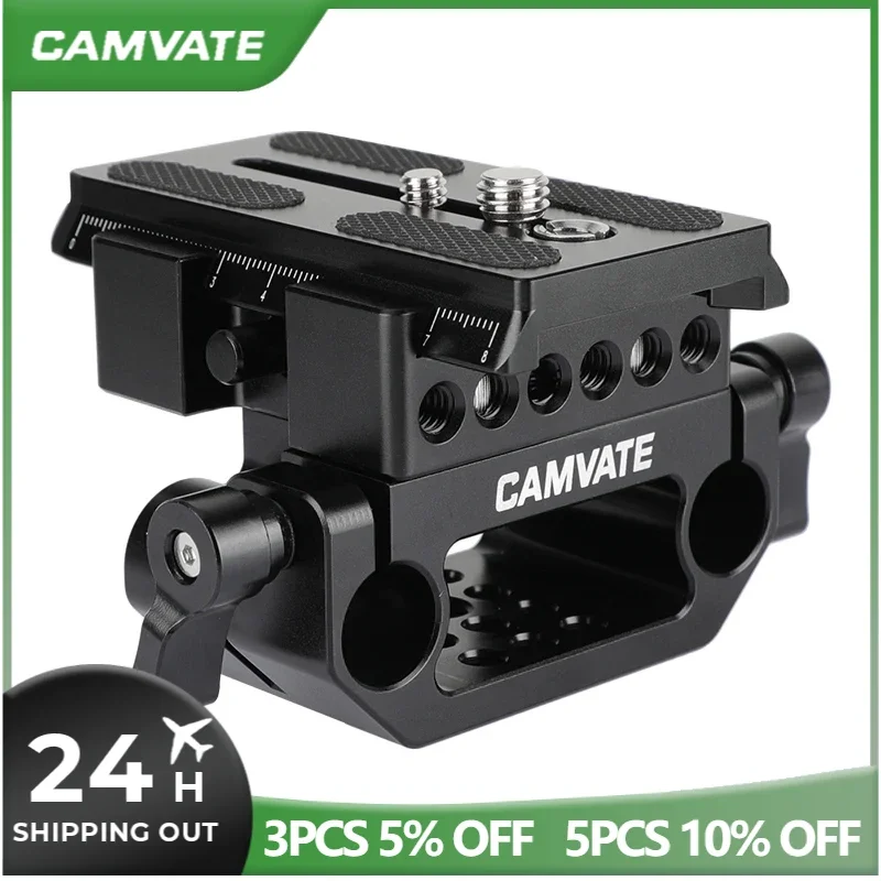 CAMVATE Camera Baseplate Manfrotto Quick Release Plate Clamp With 15mm Dual Rod Clamp Base For Manfrotto 577/501/504/701 Tripod