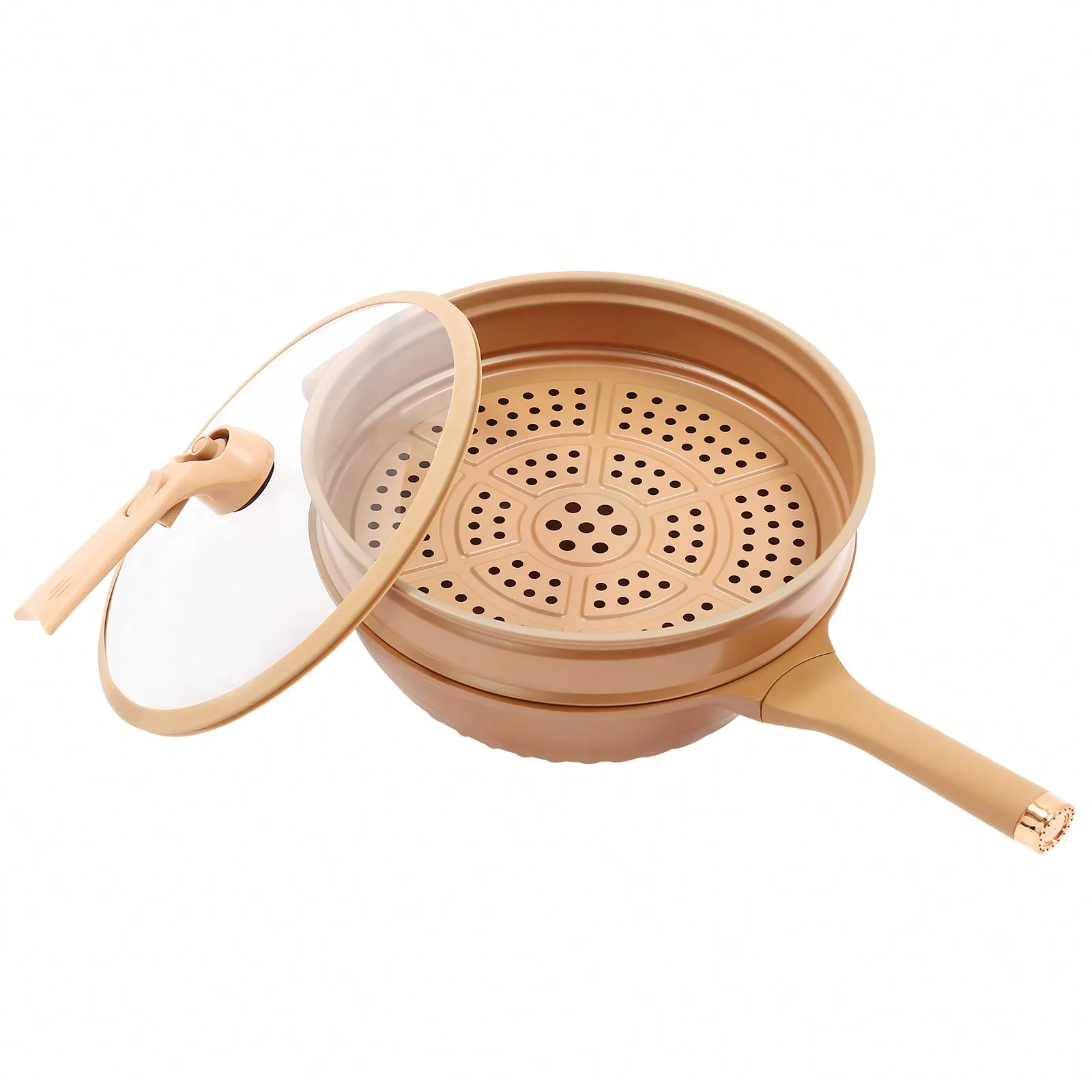 32cm Micro Pressure Cooker Multifunctional Non-Stick Cooking Pot With Steamer Basket & Spatula