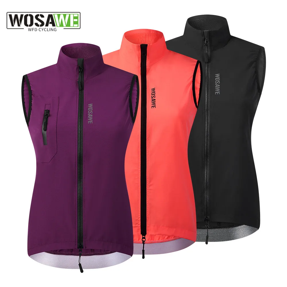 WOSAWE Women\'s Cycling Windproof Vest New Summer Sleeveless Waterproof Bicycle Shirt Breathable MTB Lightweight Bike Tops