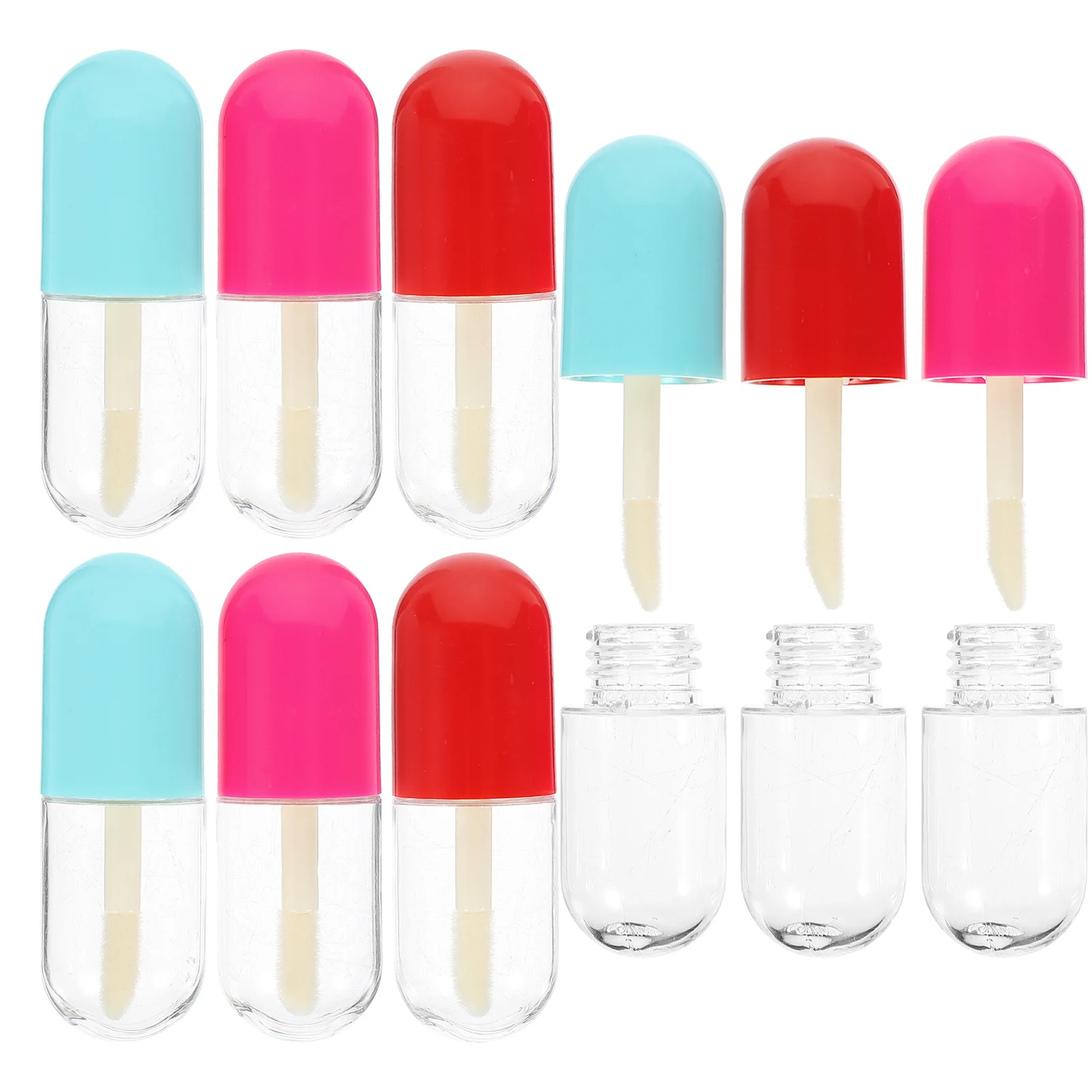 9 個のリップグロスチューブクリア詰め替え容器ポータブル旅行メイクアップ収納 DIY ボトルリップグロスチューブ