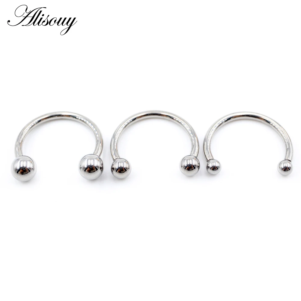 Alisouy 1PC Titanium Ball Internally Threaded Horseshoe Nose Ring Tragus Septum Helix Cartilage Earring Body Piercing Jewelry