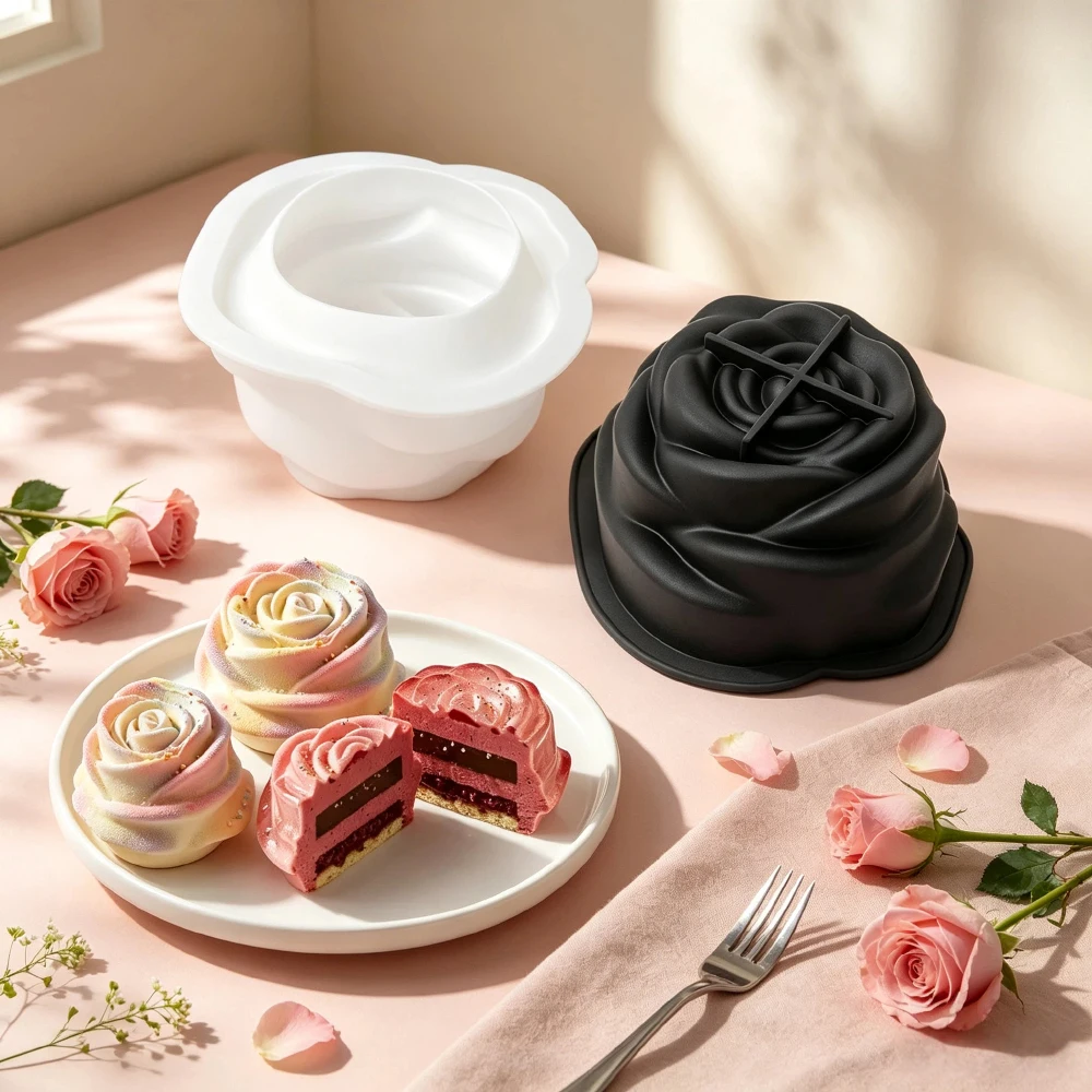 1 or 6-Cell Blooming Rose Design Valentine's Day Silicone Chocolate Cake Molds French Mousse Mould Kitchen Dessert Tools