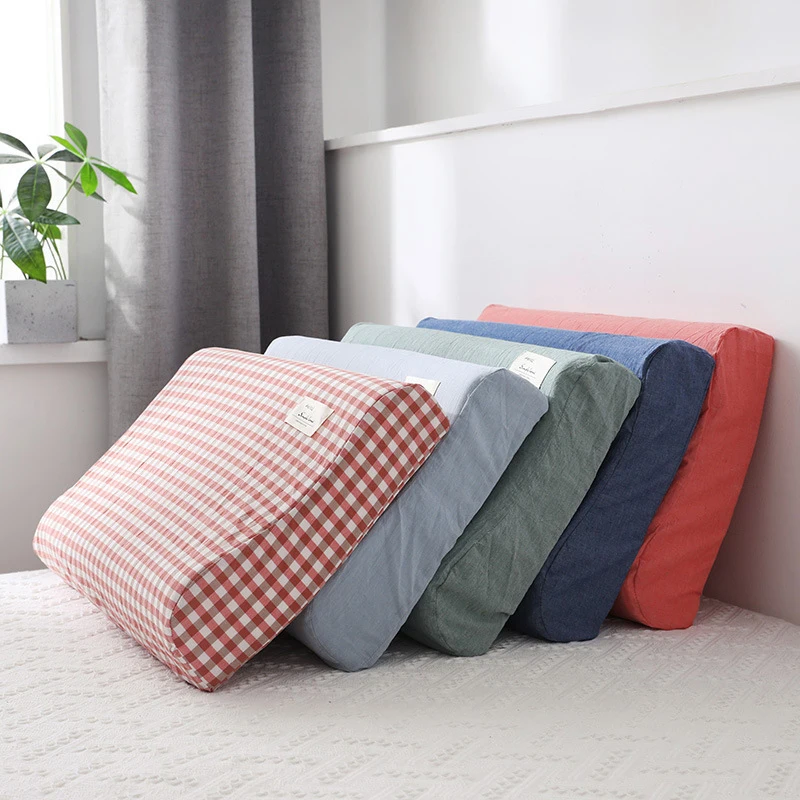 

Soft Cotton Latex Pillow Case Cover Solid Color Plaid Sleeping Pillowcase for Memory Foam Pillow Latex Pillow 30x50CM