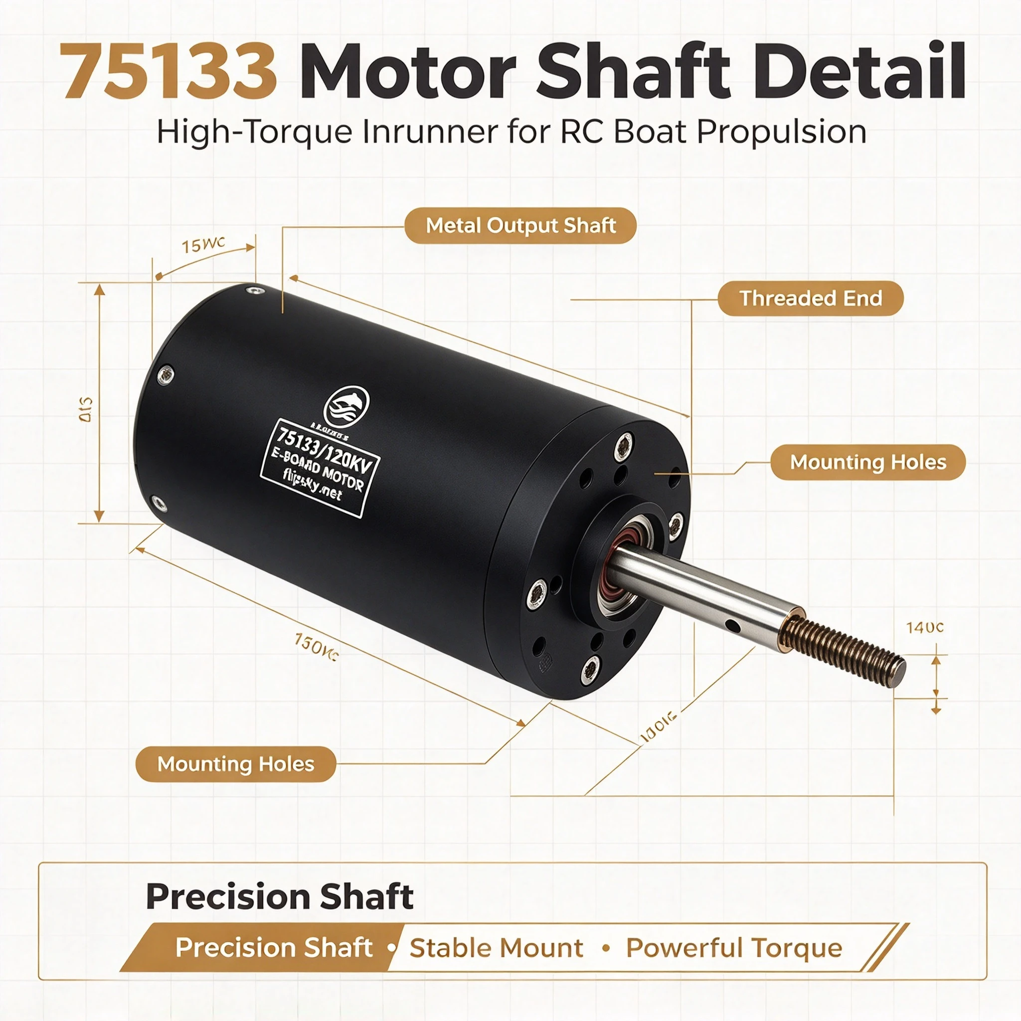 Flipsky Fully Waterproof Brushless DC 75133 Motor 120KV 6600W For Surfing Boat Underwater Thruster Efoil Ejet Boards Hydro