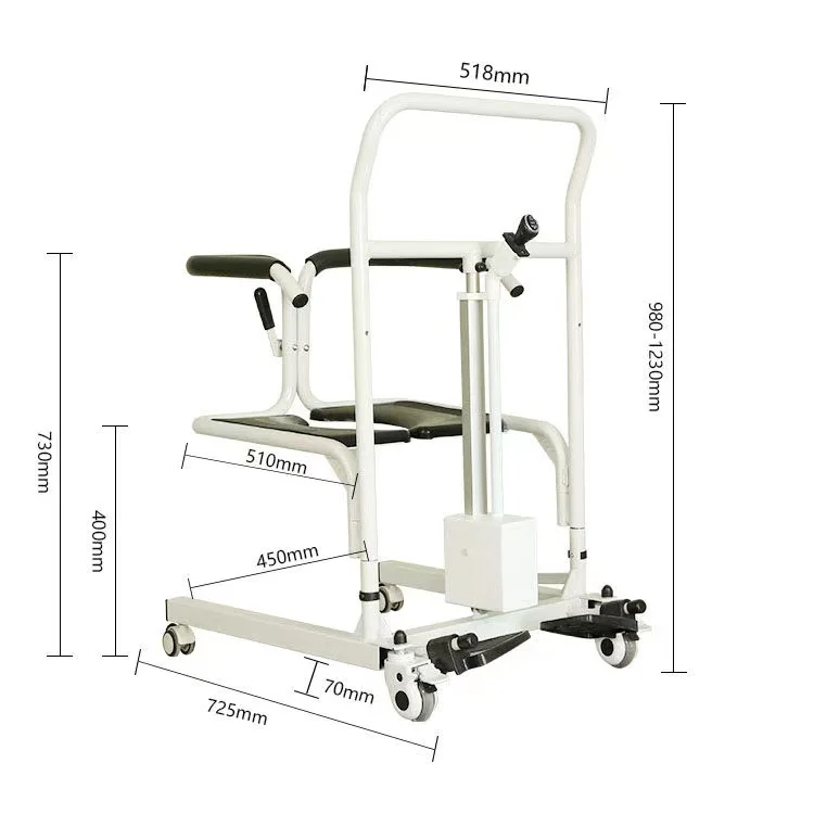 Portable Electric Power Transfer Commode  with Crannk Adjustable Folding Patient Shower Lift