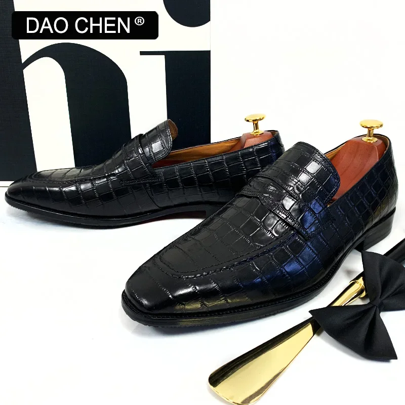 ELEGANT MEN LOAFERS SHOES MAN BLACK BROWN CASUAL DRESS MENS SHOES FORMAL BUSINESS WEDDING GENUINE LEATHER SHOES FOR MEN