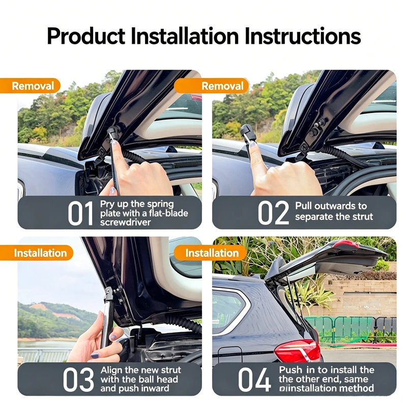 2 Stück Vordere Motorhauben-Stützfedern für BMW 3er Serie E90 E91 E92 E93 OE 51237060550 Haubenstützen 2004-2012 – Detail 5