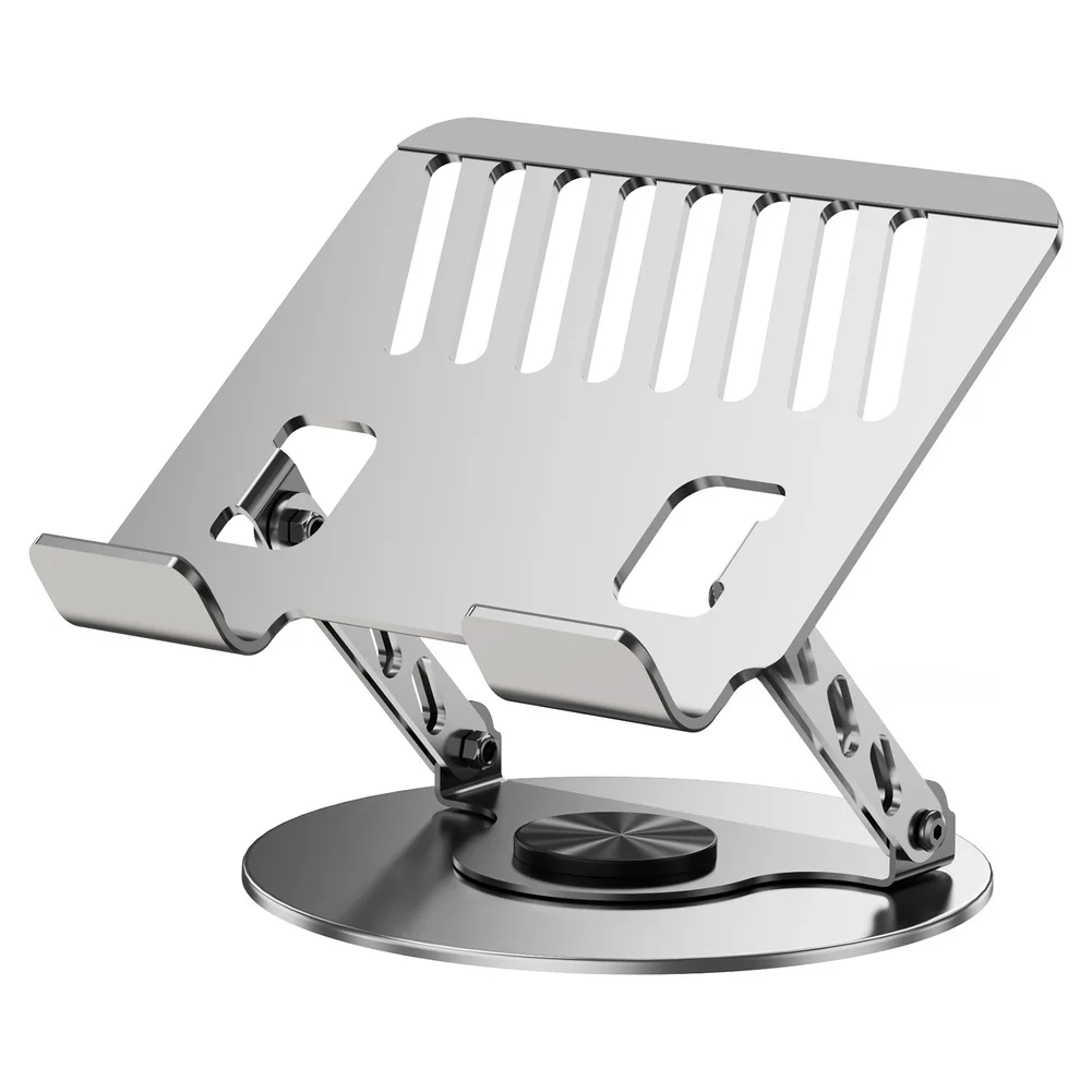 Height Adjustable Laptop Stand with 360 Rotation Functionality and Alloy Steel Build for Consistent Performance and Durability