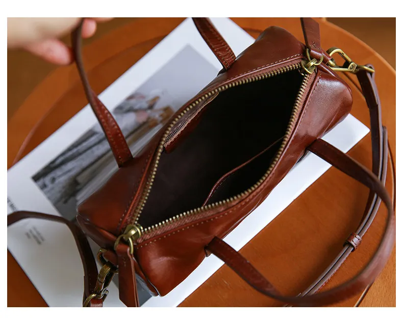 PNDME modische, lässige, handgefertigte Damenhandtasche aus erster Schicht Leder, schlichte, Vintage-Optik, echtes Leder, niedliche Mini-Umhängetasche für Damen – Detail 4