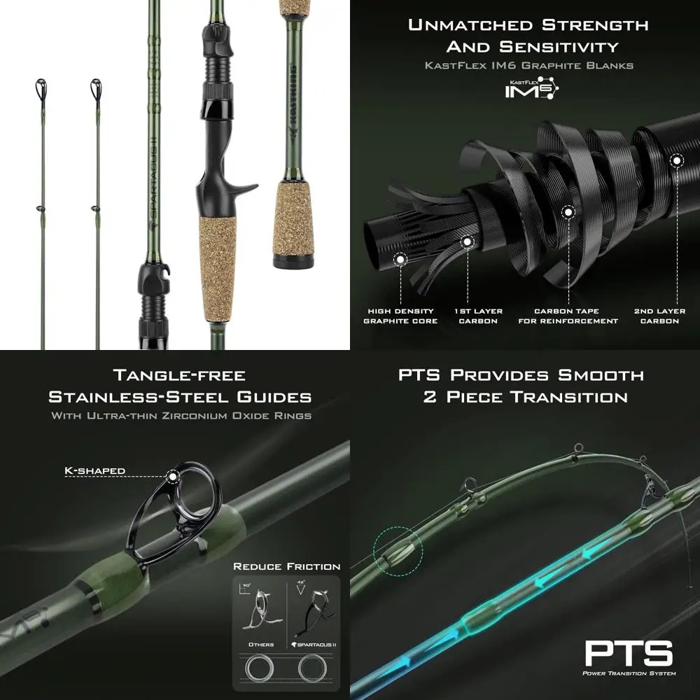 قضبان صيد فارغة من الجرافيت - صب وغزل IM6، قطعتان مع طرف إضافي، طاقة عالية، قضبان كلمات مفاتيح طويلة الذيل #1