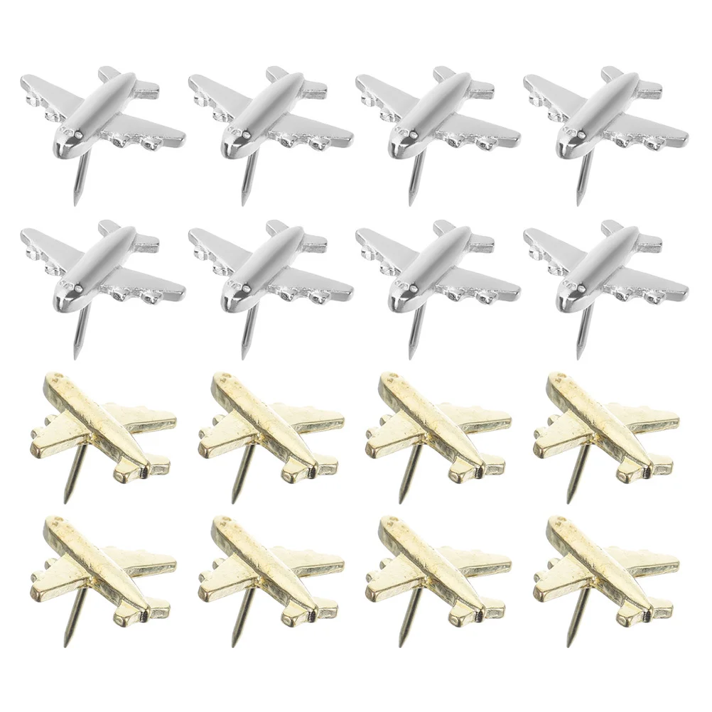 24 قطعة دبابيس دفع الطائرة المعدنية الإبهام اللوازم المكتبية الزخرفية للخرائط صور السفر التقويم عرض الجدار الديكور #4