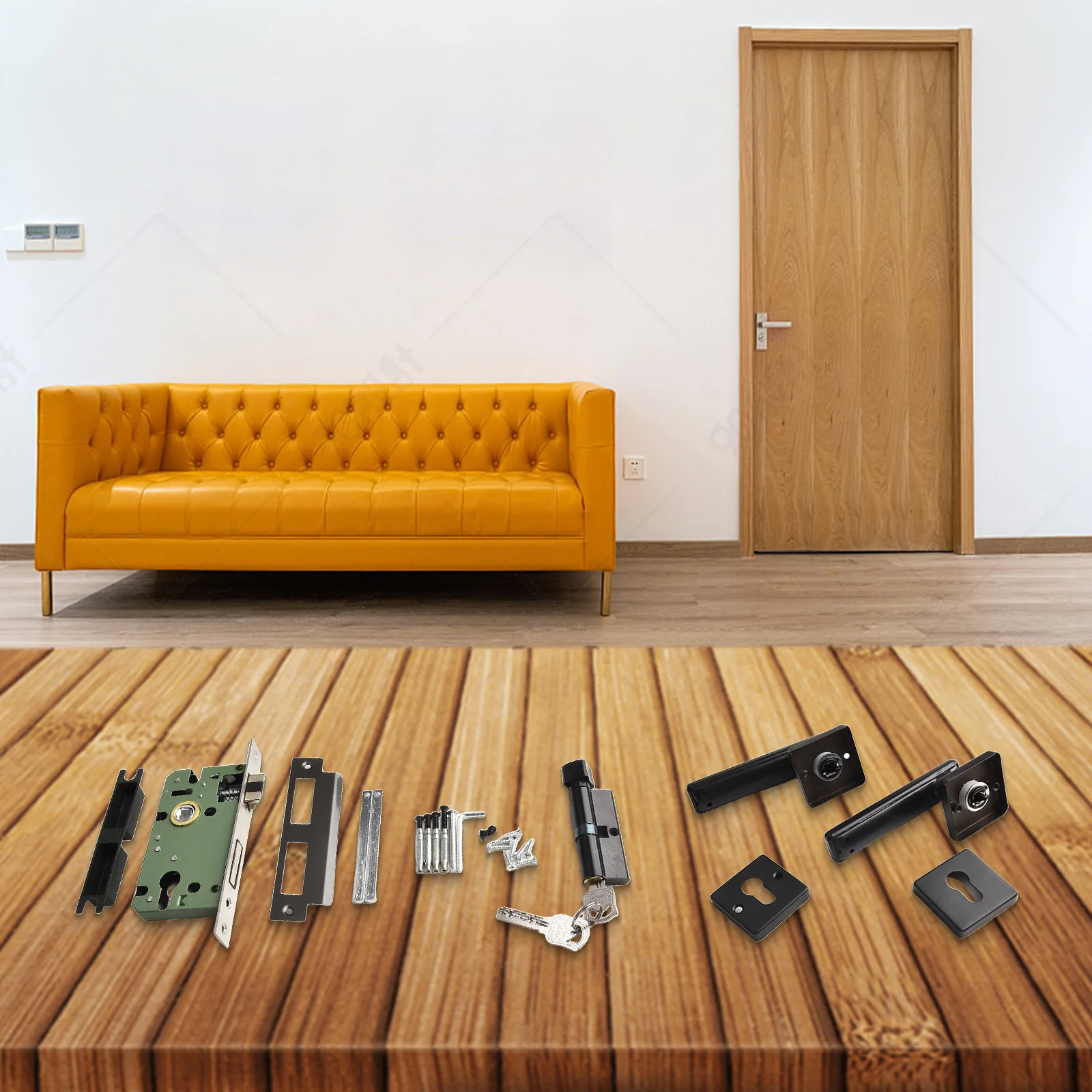 

Black Door Lock Interior Door Handle Lock Long-lasting Durability Modern Design Reliable Security Easy Installation