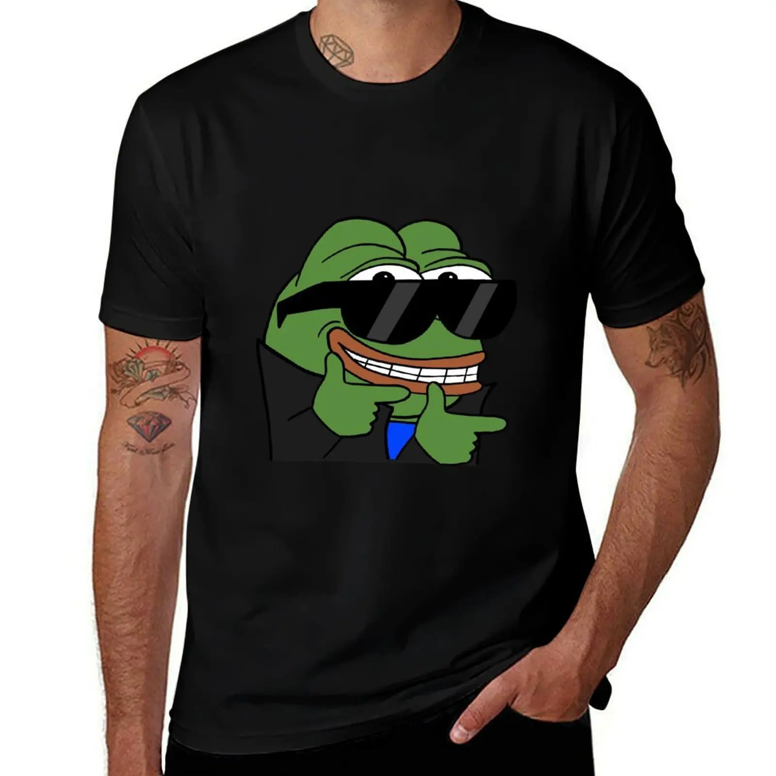 

pepe cool finger guns T-Shirt All Match Basic Short Sleeve Top