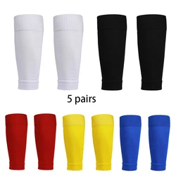 5 Pairs Men's Leg Basketball Football Sports Socks Adult Shin Guard Competition Professional Protective Socks Women Gym Leg Sock