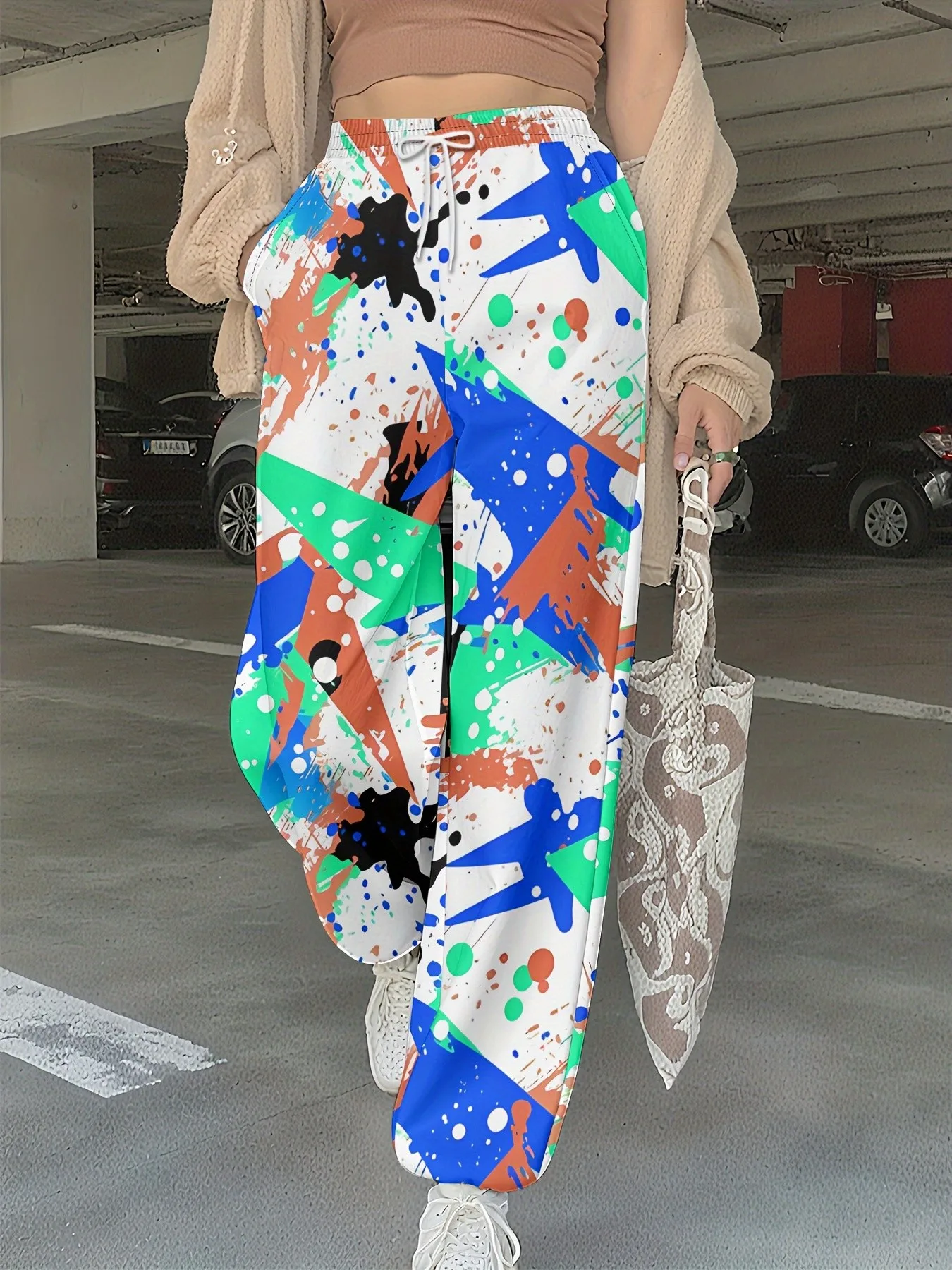 2026 autumn and winter new women's pants street fashion casual comfortable easy-matching 3D graffiti pattern print