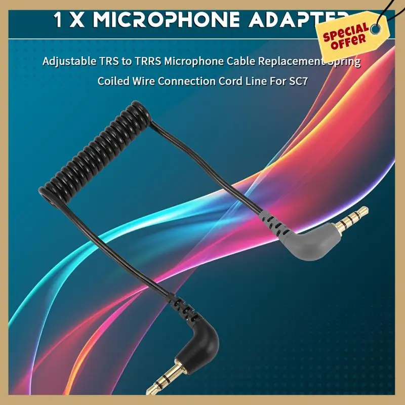 Einstellbare TRS zu TRRS Mikrofonkabel Ersatzfeder Spiraldraht Verbindungskabel Linie für Rode SC7-WMAN