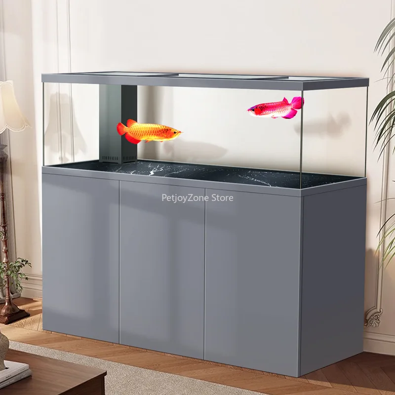 400L Ultra White Glass Luxury Durable Aquarium Dragon Fish Tank Built-in Filter Self Cleaning Intelligent Controller Box