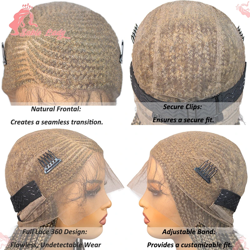 1B27 Synthetic Side Part Cornrow Braids Lace Wigs For Women Knotless Box Braid Wig Full Lace Front Wig Blonde Wig Braiding Hair