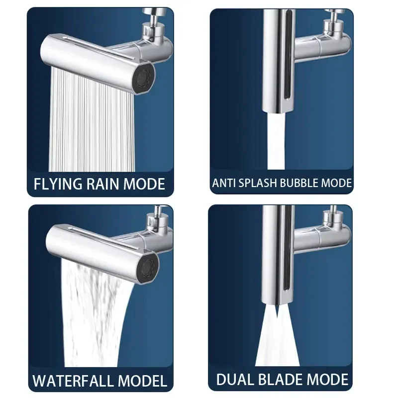 Grifo de cocina en cascada con rociador de 4 modos, difusor de filtro extensor de grifo giratorio de 720 °, boquilla de ahorro de agua, conector