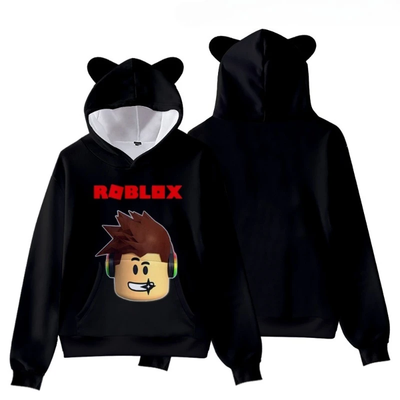 

Roblox Game Cartoon Print Cute Cat Ear Hoodie Children Fashion Pullover Casual Sports Tops Anime Clothing Birthday Gifts