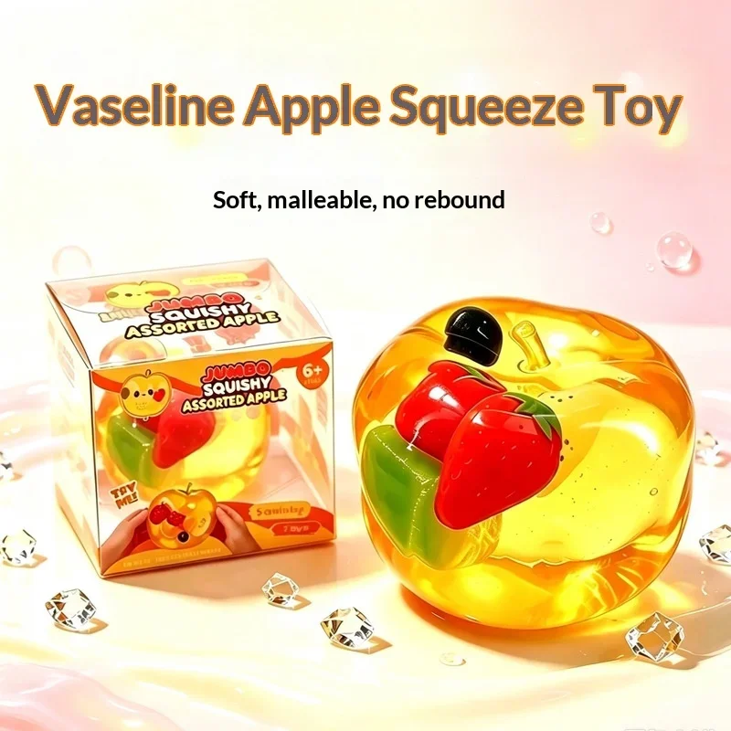 2026 Large Slow‑Rise Apple Squishy Toy Vaseline Simulation Fruit Squeeze Toy Stress Relief Fidget Sensory Anti‑Anxiety Food Play