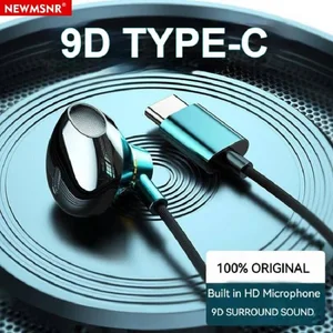 Type C HiFi Bass Stereo Headphones, Volume Headset Control with HD MIC, 3.5mm with Earbuds Wire for iPhone 15, Samsung Galaxy Earphones, # 12 Main Sales Samsung Headset - №9