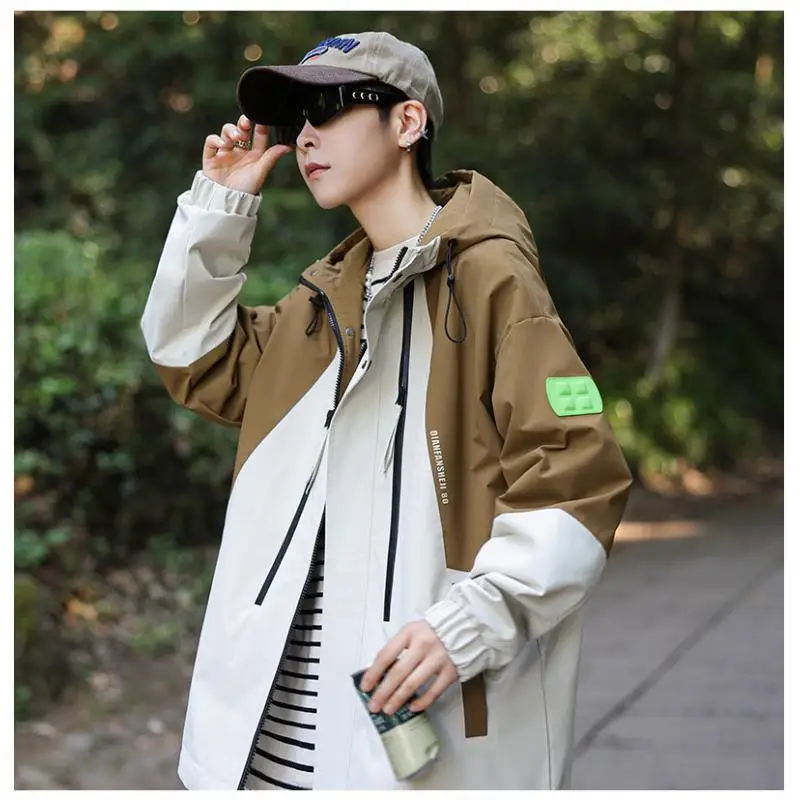 

Весенне-осенняя молодежная куртка для мальчиков-подростков, повседневная, водонепроницаемая, ветрозащитная, с капюшоном, на молнии, удлиненная...