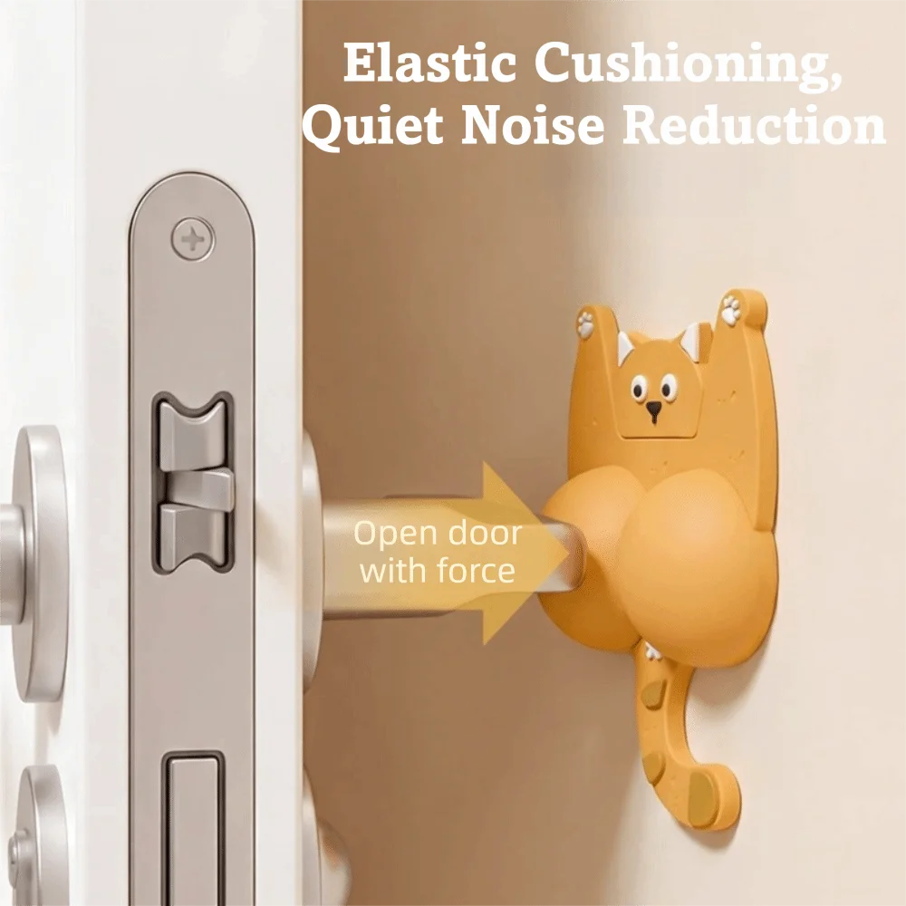3D Cat Shape Anti-Collision Pad Soft Cushioning Cartoon Cat Door Bumper Impact Absorbing Self Adhesive