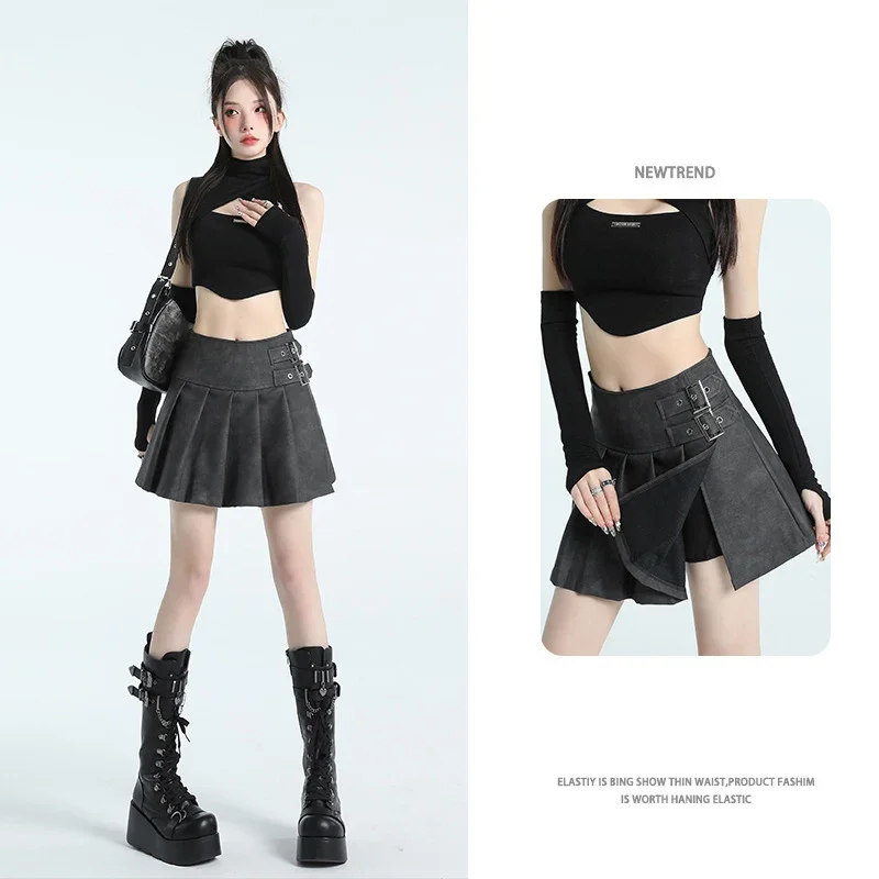 CASUMANL Brand 2024 New A-line Skirt Females Korean Fashion High Waist Make Old Vintage Mini Skirt Women Sexys Popular Clothing