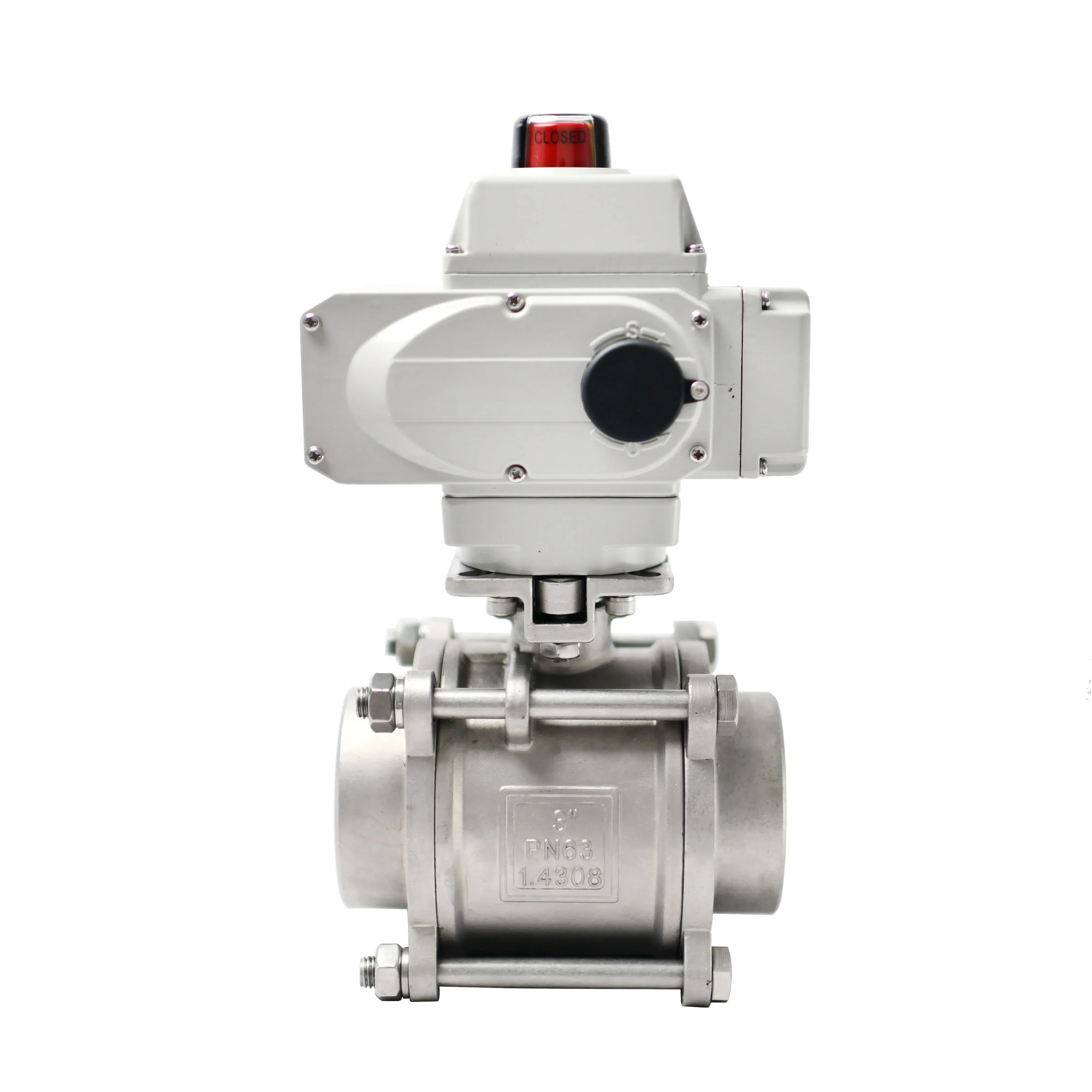 Venta Caliente DN80 Stainless Steel 3-piece 100NM 24V DC Electric Actuator  Ball Valve