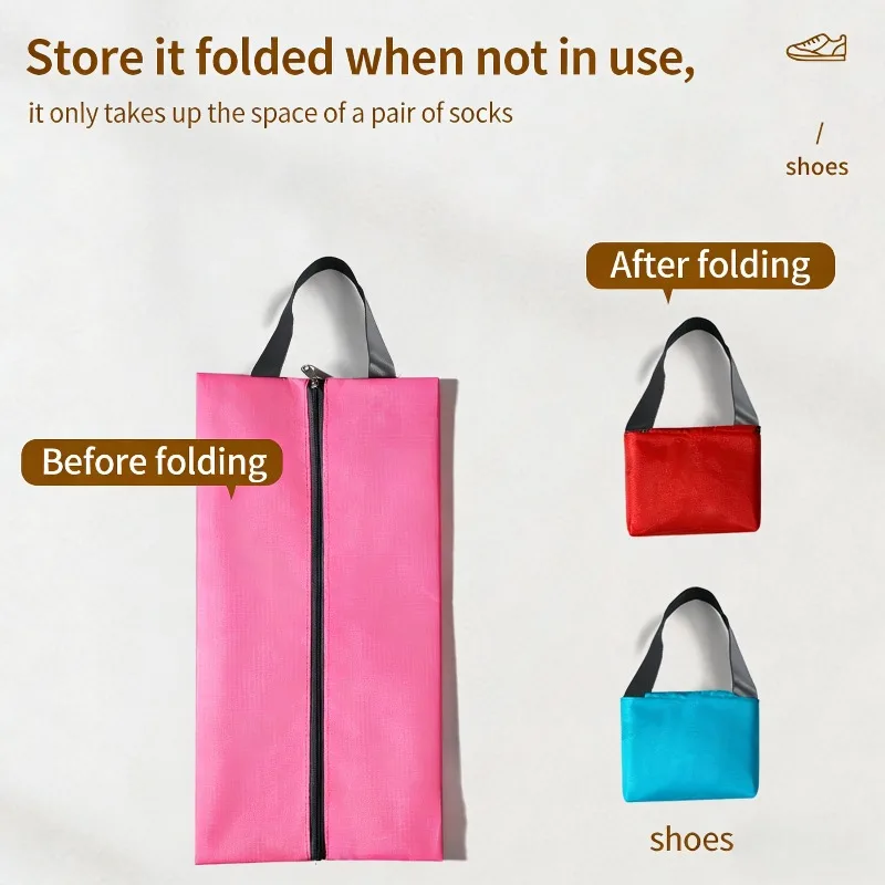 Staubdichte Reise-Schuhbeutel Wasserdichte Nylon Tragbare Packtaschen mit Griff für Sneaker Absatzschuhe Fitness-Aufbewahrungsbeutel – Detail 7