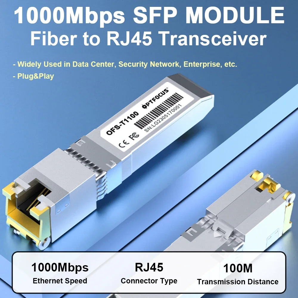 OPTFOCUS SFP+ 1G Module RJ45 Switch GBIC 100M Copper Compatible with Cisco Mikrotik Ethernet Switch FTTH SFP