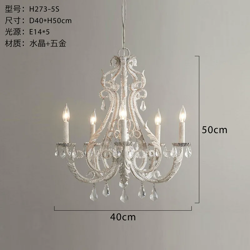 Paese americano francese pastorale retrò vecchio lampadari di cristallo in ferro battuto, soggiorno, sala da pranzo, camera da letto, negozio di abbigliamento