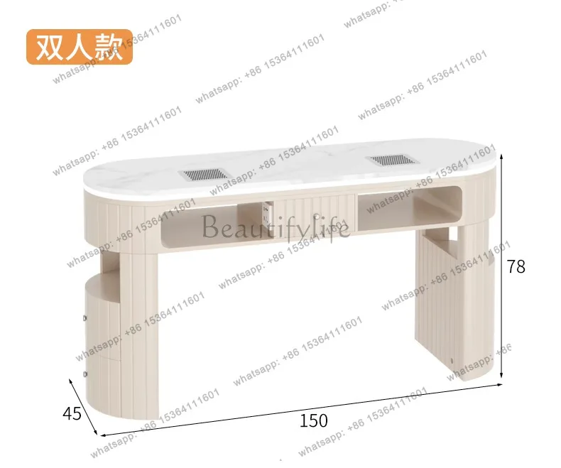 FG High-end Marble Nail Tables Multifunction Built-in Vacuum Cleaner Socket Nail Tables Manicure Chair Set Furniture La Mesa JTN 6