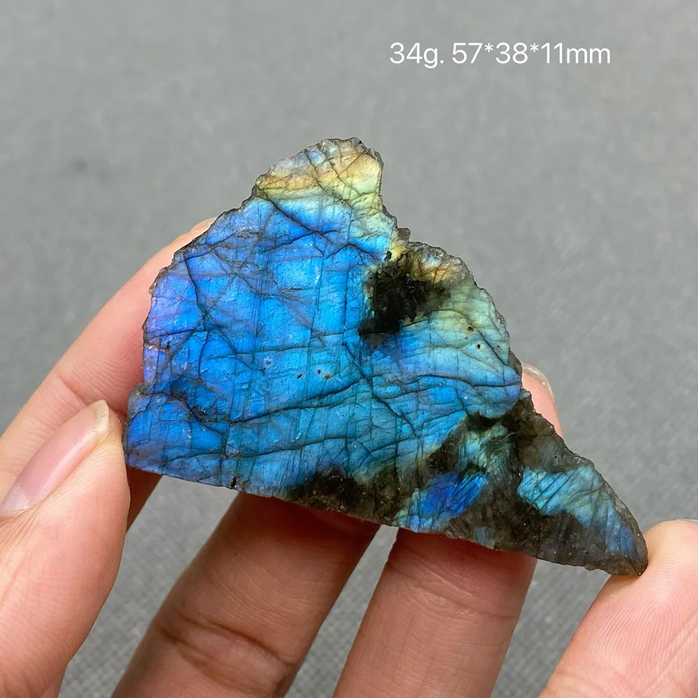 Gorgeous Natural Labradorite Slice Quartz Mineral Crystal Specimen Collectible Gift Ornaments （Take pictures in wet water）