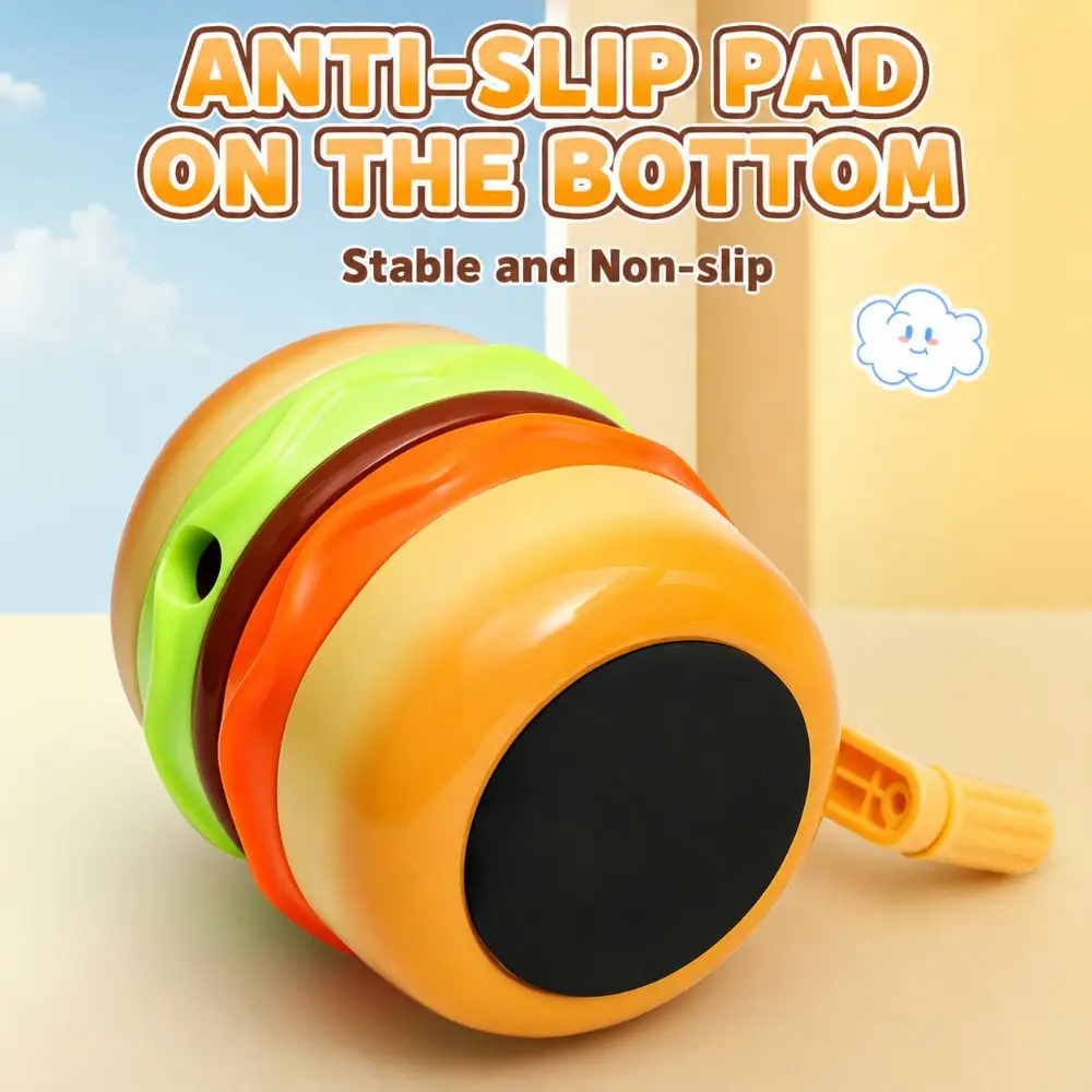 Hamburger Shape Pencil Sharpener 3-gear Adjustable Thickness Pencil Sharpening Tool Hand Crank Anti-Jam Manual Pencil Cutter