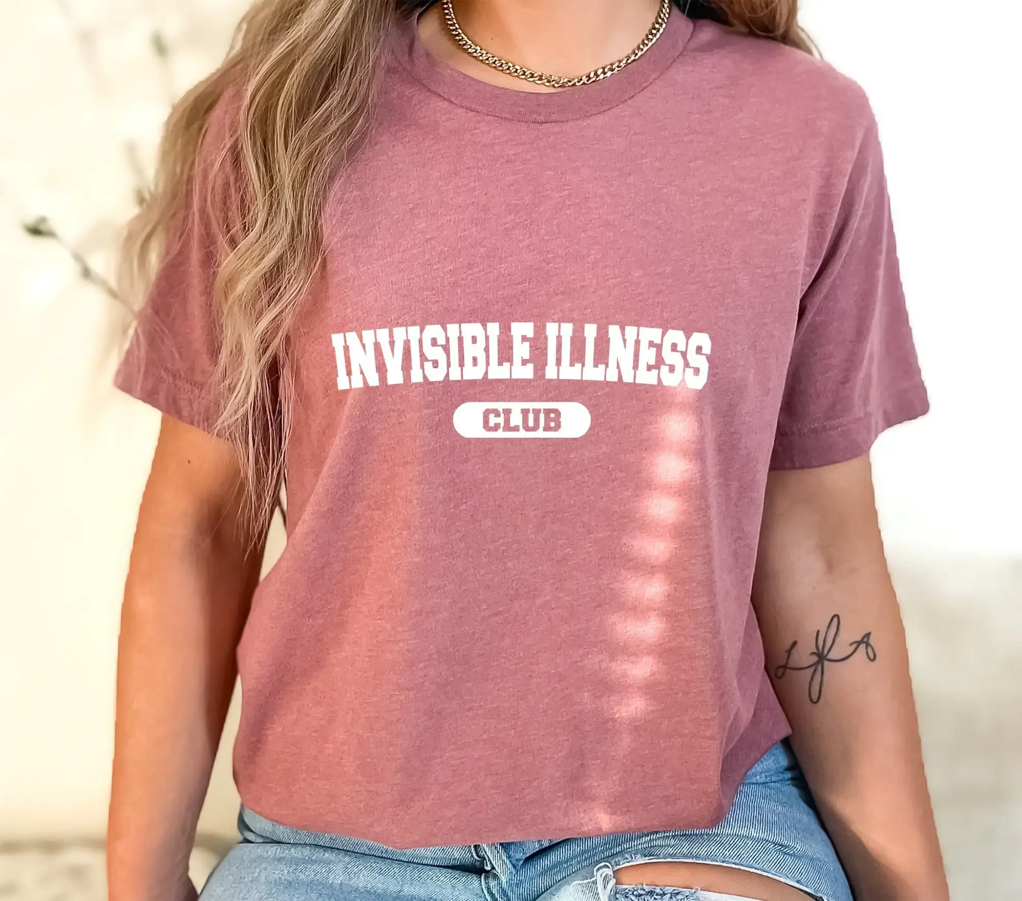 Invisible Illness Club T Shirt Chronic Disability Awareness Hidden Pain Medical