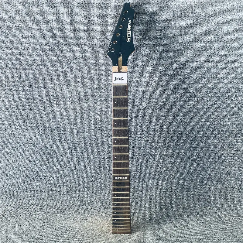 JN012 Genuine Sebrew Floyd Rose Electric Guitar Neck Unfinished 24 Frets Maple+Rosewood with Damages for Replace